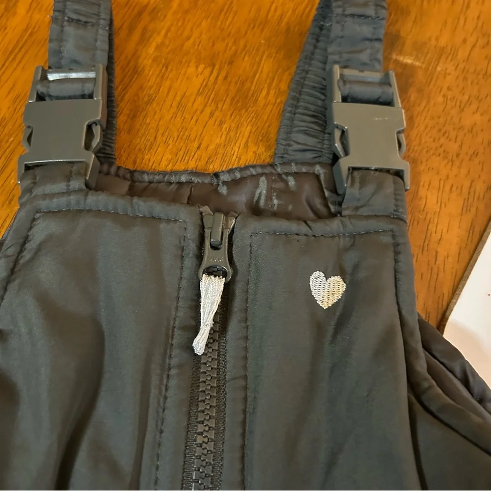 Carter’s Charcoal Gray Snow Bib Overalls White Heart | Girls 3T
